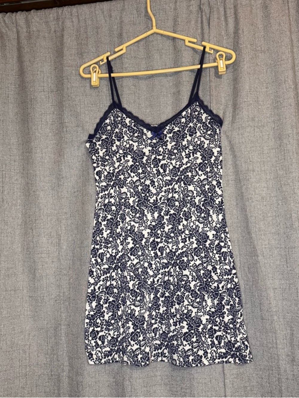 Ellen Tracy 3pc Pajama Set S Navy Floral Nightgown Robe Belt - Picture 6 of 8